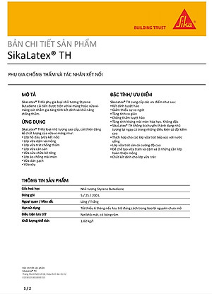 Phụ gia chống thấm vữa và tác nhân kết nối - Sikalatex TH (thùng 5lít)