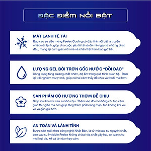 Bao cao su Feelex Cooling siêu mỏng, mát lạnh, cảm giác chân thật, hộp 10 bcs