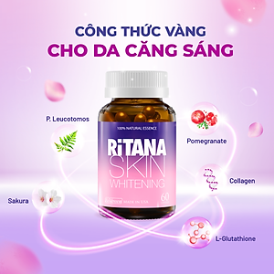 [Hộp 30v] Viên Uống Trắng Da Ritana Ecogreen Chứa Glutathione Mờ Sạm Nám, Chống Nắng Cho Da