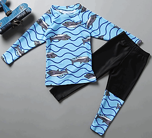 Đồ Bơi Bé Trai Tay Dài Che Nắng Họa Tiết Cá Mập Xám BB040 MayHomes Thun Lạnh Co Giãn Và Không Phai Màu