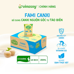 Thùng Sữa Đậu Nành Vinasoy Fami Canxi Nguyên vị (200ml x 40 Bịch)