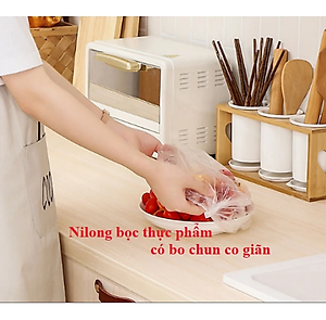 Set 100 màng bọc KG78 túi gấu bọc thực phẩm PE có chun bọc đồ ăn co giãn tái sử dụng - Hàng chính hãng