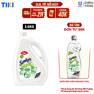 Nước Rửa Chén Bát Sunlight Thiên Nhiên Muối Khoáng & Lô Hội 3.6kg