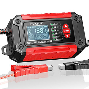 Hàng Nhật: Bộ Sạc Và Test Bình Ắc Quy Thông Minh 2IN1 FOXSUR 12V Công Nghệ Hiện Đại