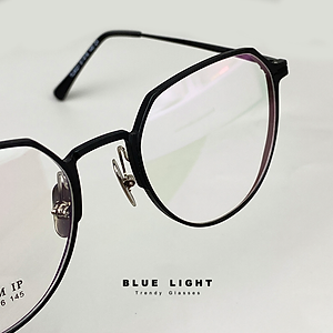 ọng Kính Cận, Kính Giả Cận TITANIUM Cao Cấp, Mắt Vuông Tròn, Siêu Nhẹ, Dẻo, Đen Vàng, Đen Bạc, Full Đen - BLUE LIGHT