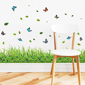 Decal trang trí chân tường khu vườn hoa bướm cho bé XL7180