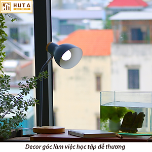 Đèn Học Để Bàn Đế Gỗ HUTA LVG1 Chống Cận, Vintage, Decor Trang Trí Bàn Học Bàn Làm Việc, Bóng Đèn Led Đổi Màu Tiết Kiệm  Điện