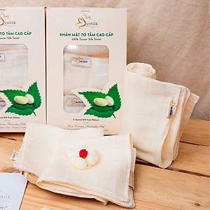 Tussar Silk Towel - Khăn Mặt Tơ Tằm Cao Cấp SenSilk– Combo Happy Family3 (3 khăn) - Khăn mặt tơ tằm tự nhiên 100% 