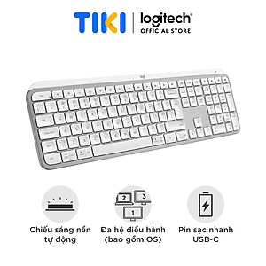 Bàn phím không dây Logitech MX Keys S - Low Profile yên tĩnh, Đèn nền, Bluetooth, Sạc USB-C - Hàng chính hãng