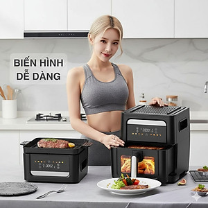 Nồi Chiên Không Dầu Kèm Vỉ Nướng 2-in-1 Mishio MK407: Nâng Tầm Món Ngon, Tiện Lợi Vượt Trội - hàng chính hãng