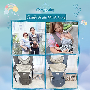 Địu ngồi trẻ em cao cấp siêu mềm - siêu thoáng 4 tư thế Comfybaby CF119HC003 cho bé từ sơ sinh tới 36 tháng có mũ đỡ đầu