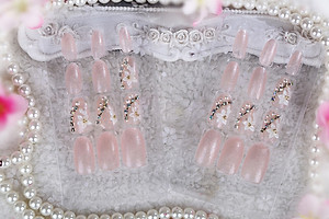 Móng tay giả nail thời trang đính đá - Bộ 24 móng