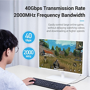 Dây cáp mạng dẹt Ethernet/RJ45/LAN Vention Cat 8 FTP đúc sẵn 2 đầu, dài 1m đến 5m - Hàng chính hãng