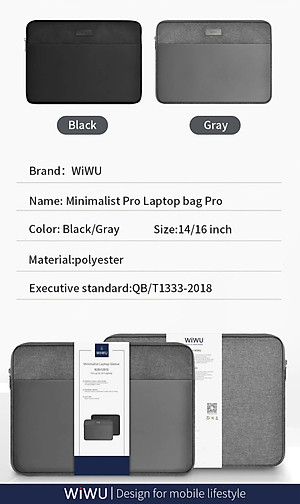 Túi Chống Sốc WiWU Minimalist Sleeve Dùng Cho Laptop Chống Thấm Nước - Hàng Chính Hãng