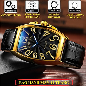 ĐỒNG HỒ NAM CƠ TỰ ĐỘNG CHÍNH HÃNG AOKULASIC DÂY THÉP ĐÚC ĐẶC KHÓA BƯỚM KÍNH SAPHIRE - CÓ LỊCH NGÀY AOK69