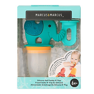 Túi nhai ăn dặm chống hóc silicon kèm gặm nướu và nắp làm kem cho bé Marcus & Marcus, từ 6 tháng - Ollie