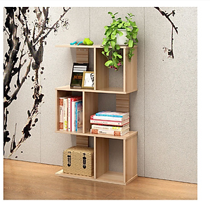 Kệ gỗ sách Zizac, kệ sách nghệ thuật 3-4-5 tầng. Gỗ MDF phủ melatium cao cấp HC-KS2