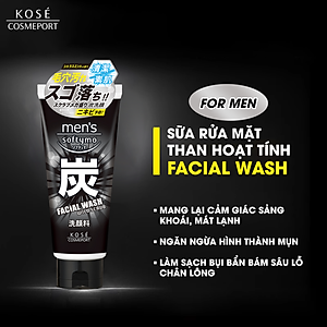 Sữa Rửa Mặt Nam Chiết Xuất Than Hoạt Tính Kosé Softymo Men's Facial Wash A (130 G)