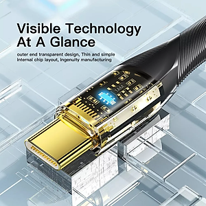 Dây cáp sạc type-C sạc nhanh 100W chuẩn PD 3.0 USB C to Type C hiệu HOTCASE ESSAGER Transparent Data Cable - trang bị đèn LED, Sạc nhanh QC 4.0 và PD 3.0, Chip sạc thông minh, truyền tải dữ liệu cao 480Mbps - Hàng nhập khẩu