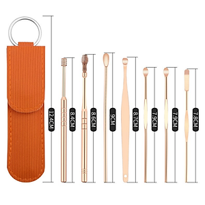 Bộ dụng cụ lấy ráy tai chuyên nghiệp 6 món cao cấp bằng thép không rỉ- Tặng kèm túi đựng sang trọng treo móc khóa