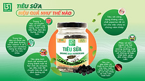 Tiêu Sữa Organic Bầu Mây 35g - Cay cấp độ 1 với độ cay dịu dàng, tươi non, giòn mềm, đậm đà, giúp kích thích vị giác, giúp ăn ngon miệng hơn, cải thiện chức năng của hệ tiêu hoá