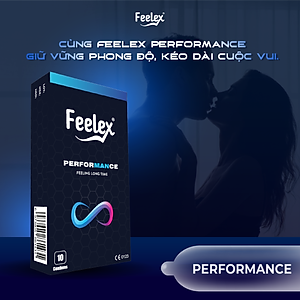 Bao cao su Feelex Performance siêu mỏng, kéo dài thời gian quan hệ - Hộp 10 bcs