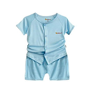 Bộ sơ sinh babiboo cài giữa tay ngắn vải visco siêu mềm mại cho bé