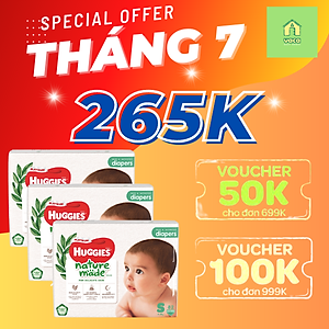 Combo 3 gói tã dán Huggies Nature Made size S82 miếng