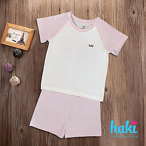 Bộ quần áo sơ sinh cho bé vải sợi tre siêu mềm mịn cao cấp - Bộ quần áo cộc tay raglan, phối màu, bộ cộc tay bé gái -  bộ cộc tay bé trai, đồ sơ sinh cho bé từ 3 tháng đến 3 tuổi (4kg - 15kg)  Haki BB022