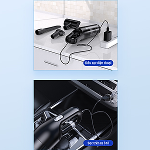 Máy Hút Bụi Cầm Tay Không Dây Damas DA113C - Lực Hút Mạnh Mẽ 16000PA - Đa Năng Hút Bụi Khô Và Ướt - Máy Hút Bụi Ô Tô, Hút Bụi Gia Đình - Hàng Chính Hãng