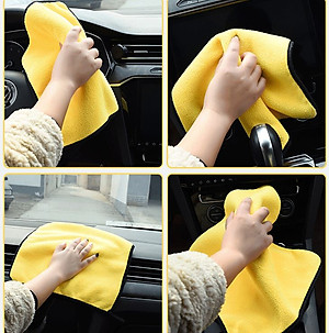 Combo 2 Khăn Lau Xe Ô Tô Siêu Thấm Size 30cm x 40cm, Khăn Lau Nội Thất Cho Xe, Chất Liệu Microfiber - Hàng Loại 1 Chính Hãng MINIIN