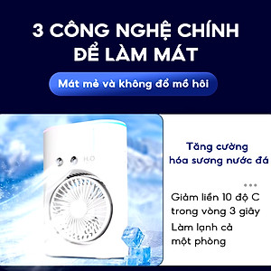 Quạt hơi nước tích điện Half Horse, xoay 180 pin 2500 mAh, thời gian sử dụng 6 tiếng, hàng chính hãng