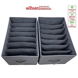 Bộ 2 hộp vải đựng đồ 7 ngăn mã HQ2 đựng quần áo chia ngăn gọn gàng tiện lợi Chất vải Oxford cao cấp miDoctor