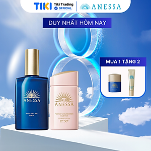 Bộ sữa chống nắng Anessa dưỡng da dịu nhẹ dạng sữa SPF50+ PA++++ 60ml và Serum dưỡng da và phục hồi da sau nắng 180ml