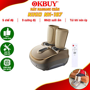 Máy Massage Chân Nén Ép Trị Liệu Suy Giãn Tĩnh Mạch Nikio NK-187 - Máy Mát Xa Dây Ấn Lòng Bàn Chân, Mu Bàn Chân, Ngón Chân, Bắp Chân - Công Nghệ Tiên Tiến: Con Lăn, Túi Khí Và Nhiệt Sưởi - Nhiều Chế Độ Matxa, Có Remote Điều Khiển
