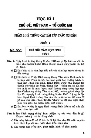 Sách Câu Hỏi Và Bài Tập Trắc Nghiệm Tiếng Việt Lớp 5 Tập 1