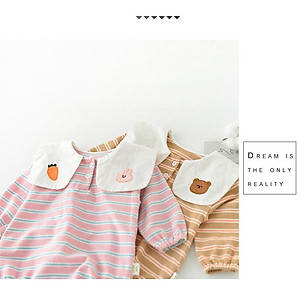 [121:H16] Body sọc ngang cổ thêu hoa và gấu hàng quảng châu đáng yêu cho bé gái