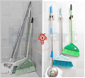 Móc Treo Chổi Dán Tường Hamart Kẹp Cây Lau Nhà Dính Siêu Chắc Chịu Lực Ánh Kim Cao Cấp BẢN LỚN 8x8