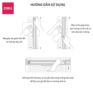 Bàn cắt giấy khổ A4 mini Deli tiện lợi - cắt được giấy 300gsm - có thể điều chỉnh kích thước - an toàn khi sử dụng - 14251