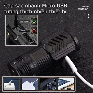 Đèn Pin Cầm Tay Siêu Sáng Mini Có Sạc USB Chiếu Xa 5 Chế Độ Sáng, Pin Trâu Chống Thấm Nước, Tiện Dụng – Hàng Nhập Khẩu