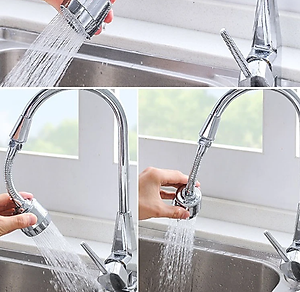 Đầu gắn vòi nước rửa chén KG16, xoay 360 tăng áp tiết kiệm nước phù hợp được tất cả các vòi, chất liệu inox