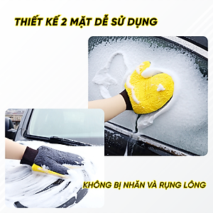 Găng Tay Rửa Xe 2 Mặt Sợi Vải Siêu Mịn, Không Gây Trầy Xước Bề Mặt Sơn | Găng Tay Rửa Xe 2 Mặt Giúp Rửa Xe Nhanh Chóng, Tạo Bọt Tốt, Tránh Trầy Xước Bề Mặt Sơn