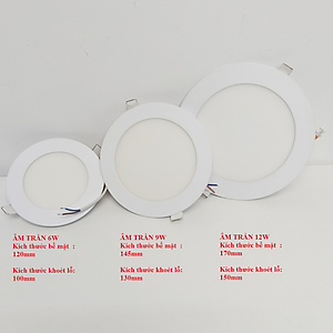 Đèn Led âm trần Tròn Siêu Mỏng Công Suất 6W/9W/12W/18W ánh sáng Trắng, Trung Tính, Vàng có nguồn sẵn- hàng chính hãng, bảo hành 2 năm 
