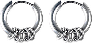 Bông tai nam khoen tròn 12mm màu bạc