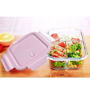 Hộp đựng cơm thủy tinh cao cấp 3 ngăn ( Giao mầu ngẫu nhiên)