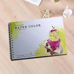 Sổ vẽ chuyên dụng A5 dòng cao cấp từ Ý, có vân màu trắng sang vẽ đẹp chì và màu nước lên màu giữ được độ trong, giấy dày định lượng 260gsm 15 tờ Green Art - Hàng chính hãng