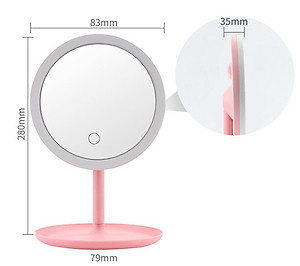 Gương Trang Điểm Cảm Ứng Để Bàn Có Đèn Led - Chính Hãng