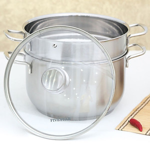 Bộ Nồi Xửng 3 Đáy Nắp Kính Fivestar ST-3DG - Hàng Chính Hãng