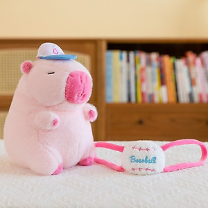 Thú nhồi bông capybara hồng đeo balo dễ thương - Size từ 35cm đến 55cm - Móc khoá gấu bông Capybara