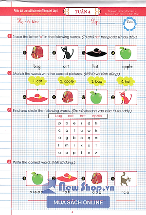 Phiếu Bài Tập Cuối Tuần Môn Tiếng Anh Lớp 1 (Theo Chương Trình Tiểu Học Mới) - HA